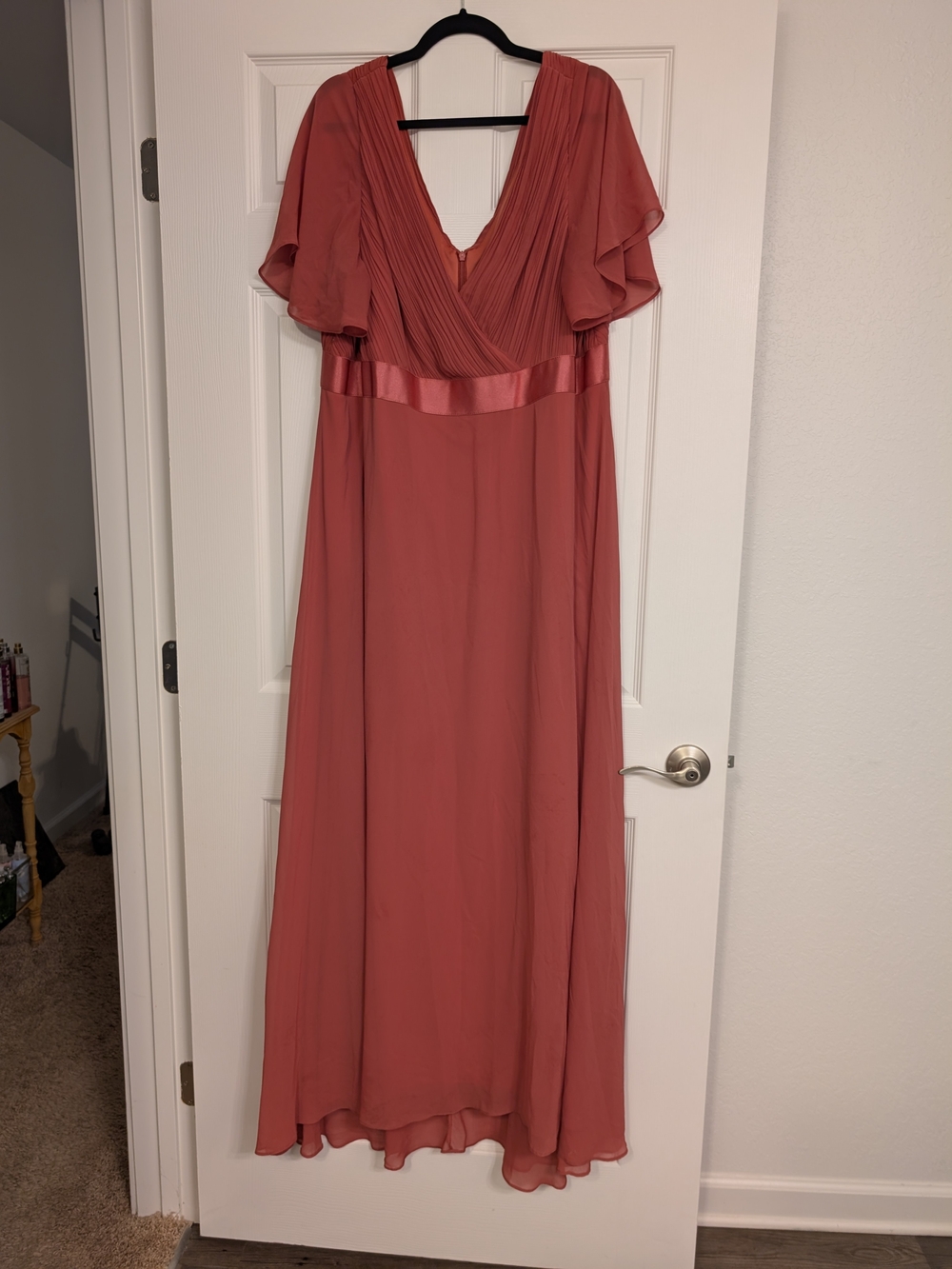 Ever Pretty Mauve Rose V-Neck Flutter Sleeve Gown